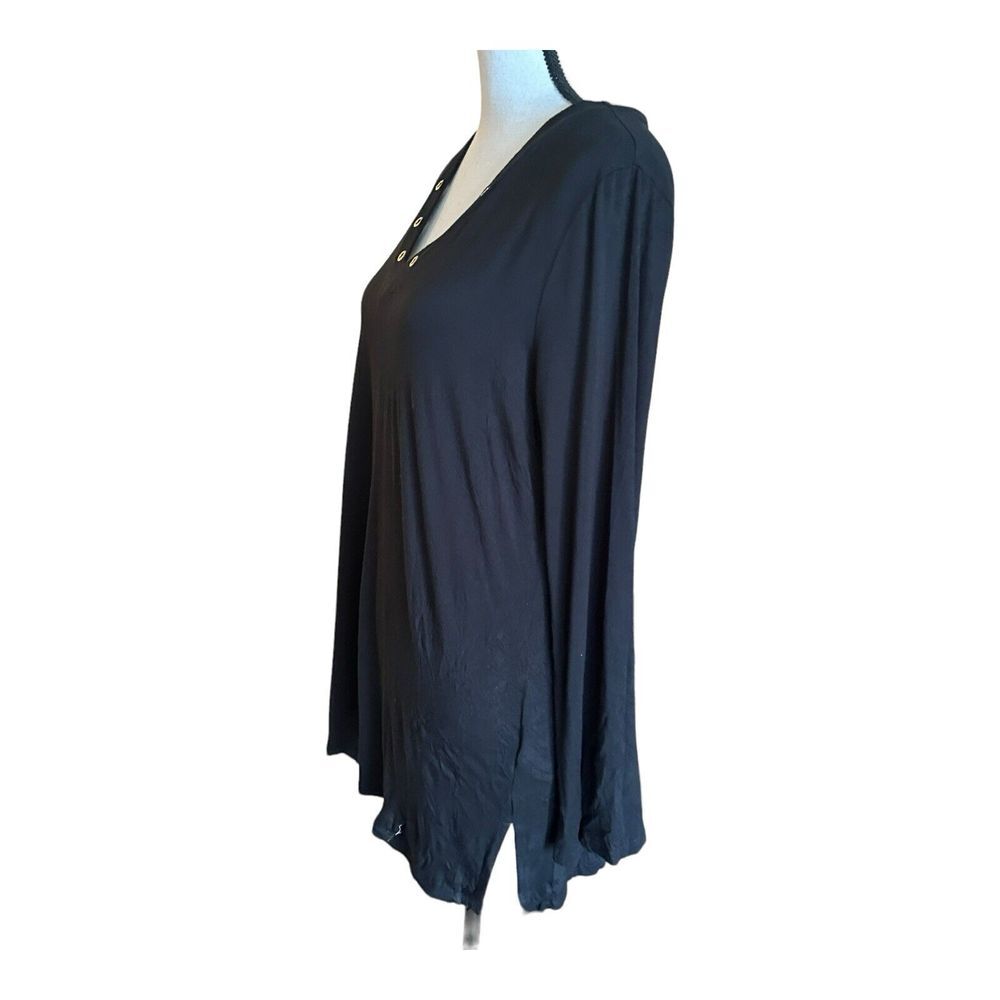 MICHAEL Michael‎ Kors Women's Black Top Blouse Gold Grommet Logo Sz Large - Picture 4 of 13